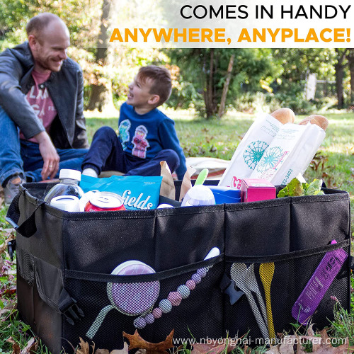 Collapsible car boot organizer